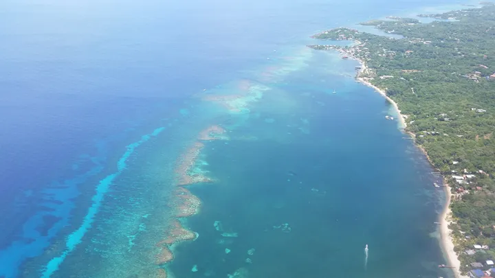 Aerial view of West End, Roatán